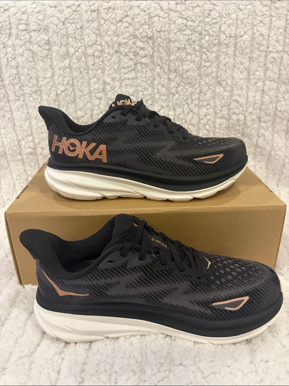 Hoka Black Running Shoes with Rose Gold Details Great condition - Picture 2 of 7